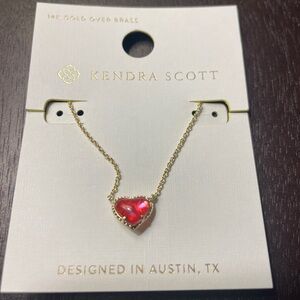 Kendra Scott Gold Necklace with Red Heart Pendant